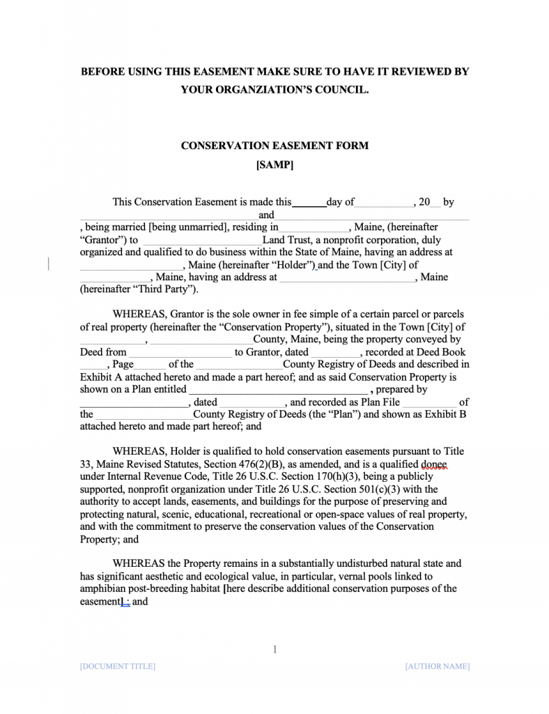 Conservation Easement Template