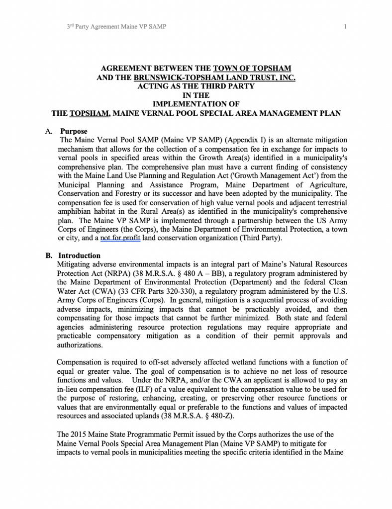 Third Party Agreement Template for Land Trusts